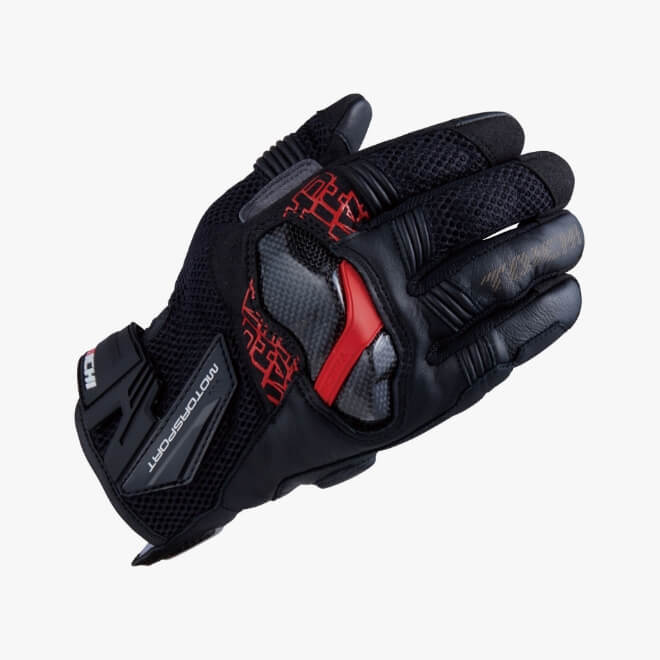 ARMED MESH GLOVES   BLACK / RED