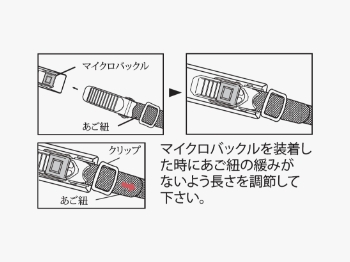 あごひもの締め方（マイクロバックル式）